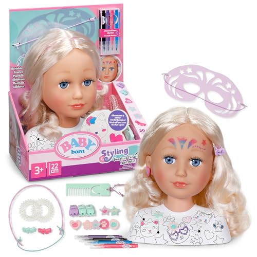 BABY born Tête à coiffer et maquiller lavable avec 20 accessoires