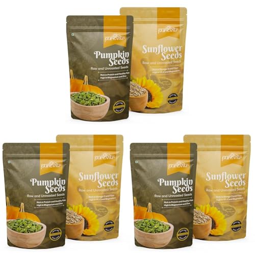Image of Purevitr Pumpkin & Sunflower Seeds Combo | 400g (200g Each) | Power-Packed Superfood Mix | Rich in Protein, Fiber & Antioxidants | Raw & Natural (Pack of 3)