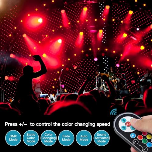 Image of LED Par Lights 36 LED Stage Lights 7 Modes RGB DJ Light with Sound Activated Remote and DMX Control DJ Uplighting for Birthday Party Events Wedding Christmas Stage Lighting (12 Packs)