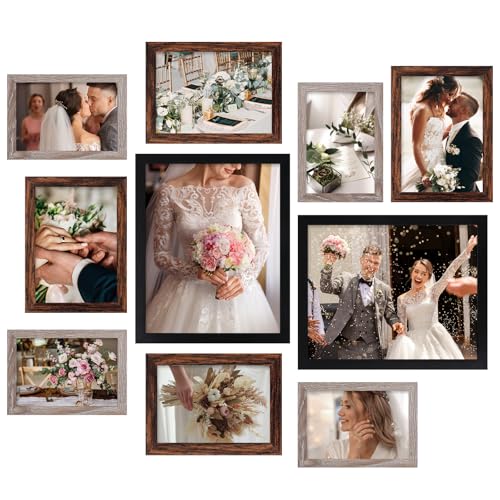Fixwal Picture Frames, 10 Pack Collage Picture Frame Set for Wall Decor, Hanging or Tabletop Display Multi Sizes Photo Gallery Wall Frames Set Including 8x10, 5x7, 4x6, Multicolor