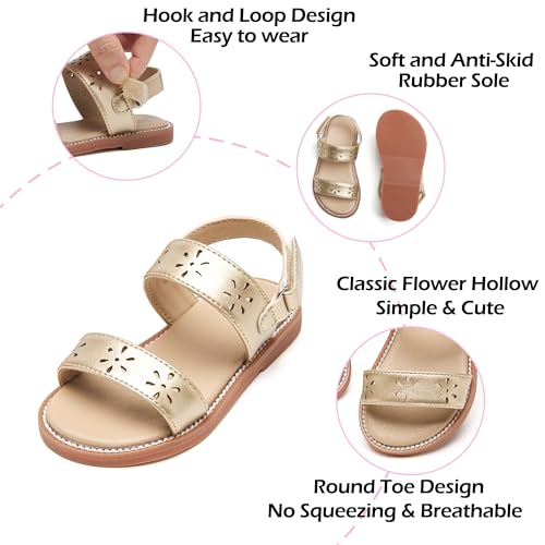 Image of PHIRAMIN Toddler Girl Sandals - Flower Girl Dress Shoes Open Toe Little Kid Flats