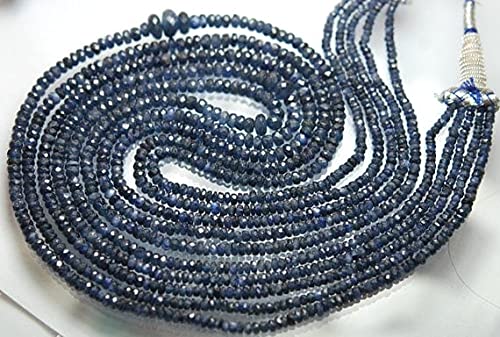 Saphir bleu de Birmanie naturel en perles rondelles facettées 3-4.5mm pour haute joaillerie