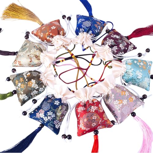 Snadulor 10 bolsas de saquito chino de brocado con cordón miniatura 1