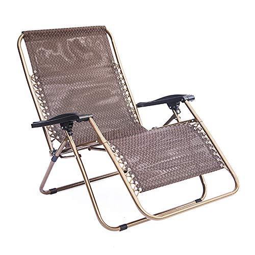 Folding Chair Foldable Tune Garden Outdoor Rocker Rocking Chair Zero Gravity Headrests Camping Fishing Patio Deck for Home Office Dining (Color : Brown, Size : 66 * 95 * 98cm)