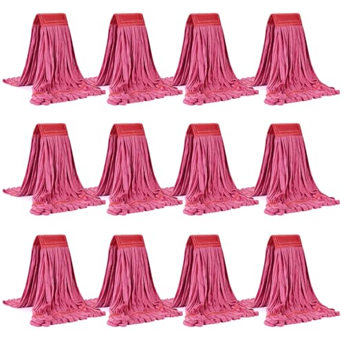 Image of Matthew Cleaning Microfiber Tube Mop(Large,Red,12Pack) Heavy Duty Mop Head Replacement,Excellent Absorbency,Premium launderability,Reusable,Loop end for Home,Commercial and Industrial Use