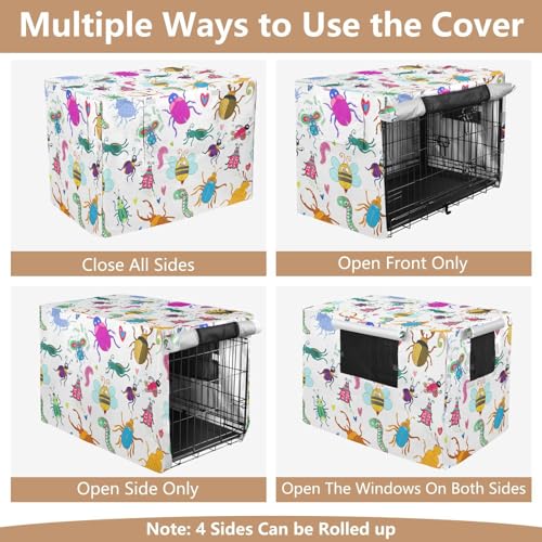 Housse de cage pour chien XL colorée motif insectes pour box - 6
