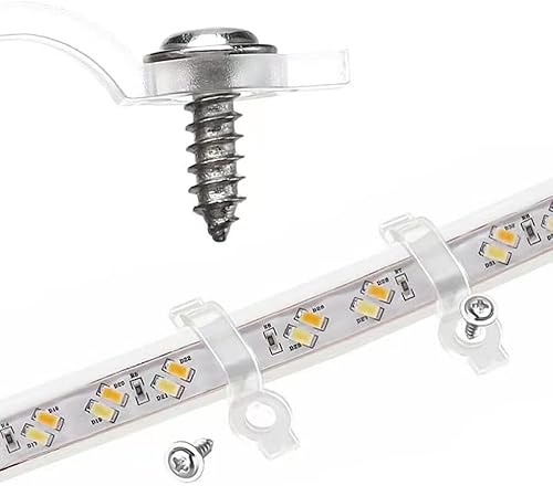 Miniatura 5 de Paquete de 100 soportes de montaje de tira de luz, clips de fijación transparentes para tira de luz LED 5050 impermeable IP65 de 0.394 in de ancho,