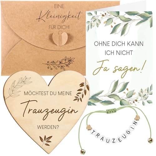 Neer Trauzeugin Geschenk Enthalten Trauzeugin Armband Karte und Umschläge Herzförmiges Holz Schild Möchtest du Meine Werden Geschenk für Frau Freundin