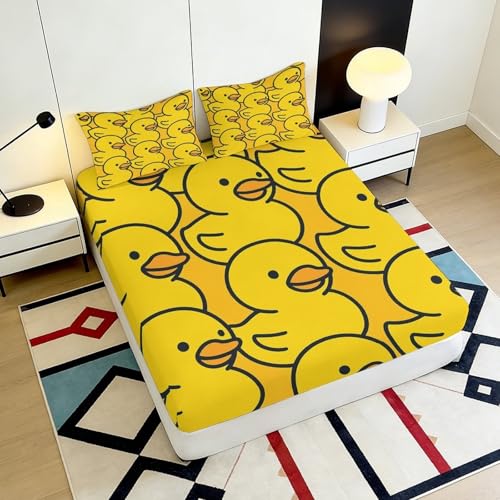 Drap housse canard parure de lit imprimée 3D microfibre lavable 120x200x25cm - 6
