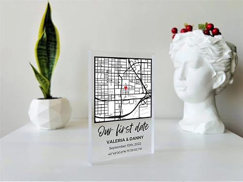 Miniatura 2 de Our First Date Map Plaque - Couple Map, Gift for Her, Acrylic Plaque Couple Gift, Custom Location, Couples Gift, Gifts for Wife and Husband