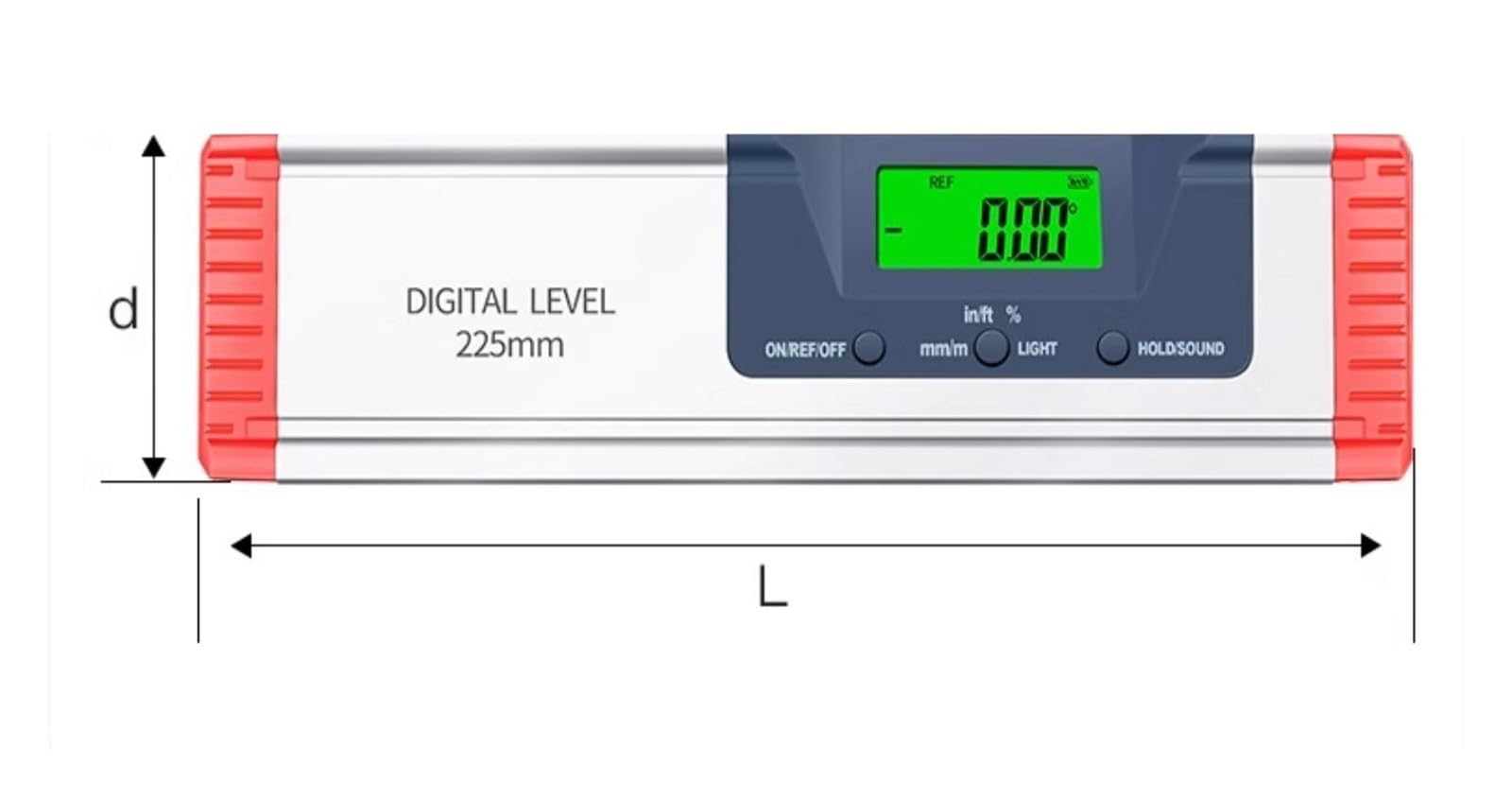Righello di livellamento con display digitale elettronico, righello angolare, strumento di misurazione magnetico(187-221 0-225mm)
