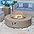 COSIEST 2-Piece Outdoor Propane Firepit Table Set w Tank Table, 40.5-inch Dark Fire Table 50,000 BTU w Gray Round Base,Wind Guard and 16 inches Tank Side Table 20lb for Garden,Pool