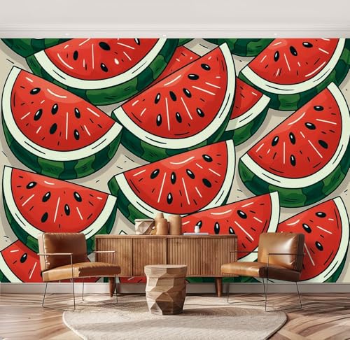 Wall Mural Fresh Watermelon Slices Bold Red Flesh Green Rind