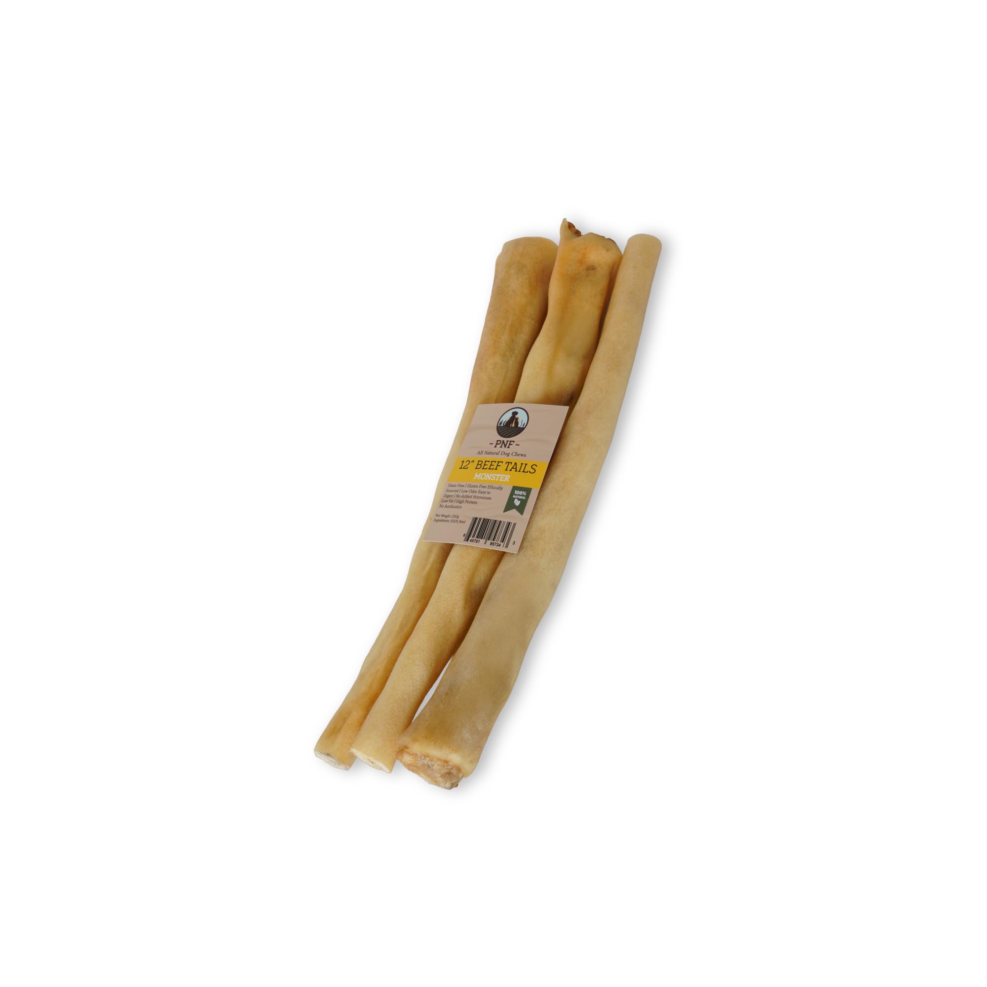 12" Beef Tails, Dog Chew (Monster) - Ideal for Large Dog Breeds - Long Lasting Dog Chews (Pack of 3)