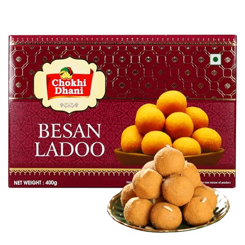 Chokhi Dhani Besan Ladoo 400g | Premium Indian Sweet with Almonds...