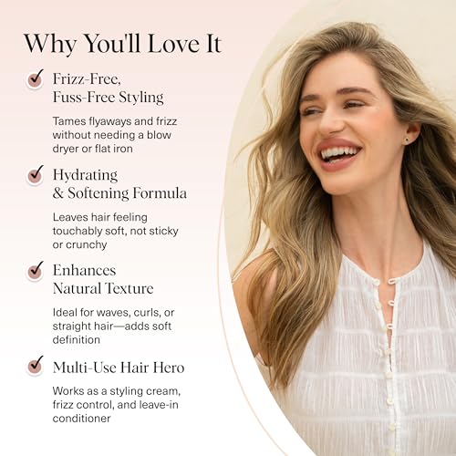 Kitsch Smoothing Air Dry Cream for Hair – Frizz Control Hair Care Product with Castor Oil & Coconut Oil – Weightless Styling Cream - Enhances Natural Texture Appearance, 24-Hour Smooth Finish – 5 oz - Image 4