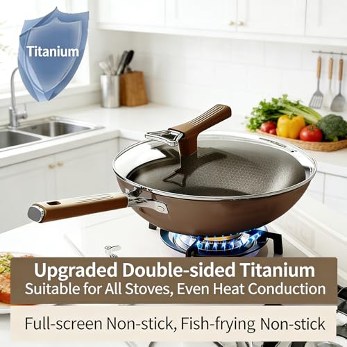 Wok Titanium doble cara 12.6" antiadherente con fondo plano miniatura 4