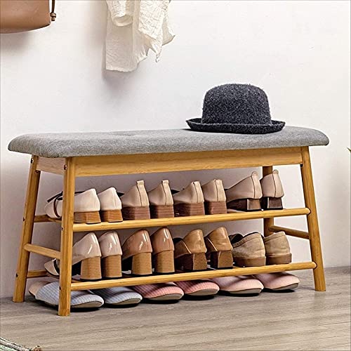 Range-chaussures avec banc de rangement rembourré et structure robuste à 2 niveaux - 7