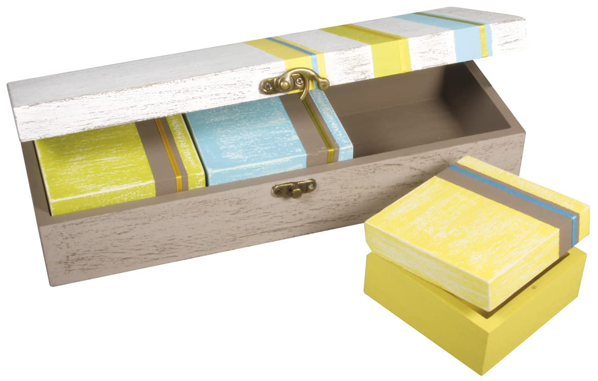 Rayher Set of Four Wooden Storage Boxes, 4-Piece Storage Box Set, Storage Containers to Decorate, DIY Keepsake Box - Image 3