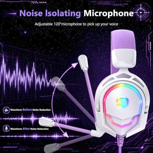 Image of K98 Wired RGB Gaming Headset with Mic, Over Ear Gaming Headphones, 50mm Neodymium Drivers, Noise Isolating Microphone, Memory Foam Cushions, Aluminum Alloy Frame for PC, PS5, PS4, Xbox, Switch