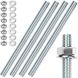 4 Stück Gewindestange M12 Gewindestangen M12 X 200mm Gewindestab Gewindebolzen Verzinkter Stahl Gewindestifte Blaues Zink Gewindestäbe mit 8pcs Sechskantmutter und 8pcs Unterlegscheiben