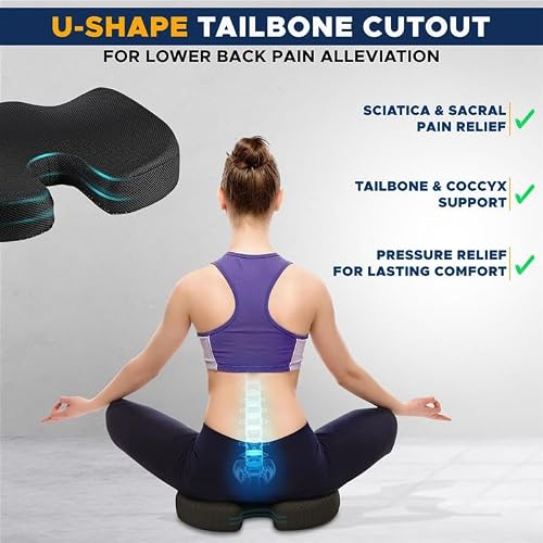 image for EcoNour Seat Cushions for Office Chairs | Tailbone Pain Relief Cushion