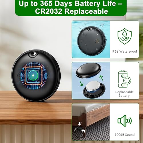 Image of 2026 Upgrade 4-Pack Smart Bluetooth Tracker - Android AirTag, Works with iOS Find My & Android Find Hub, IP68 Waterproof, Loud Ring, Replaceable Battery, for Luggage Keys Wallet Backpack