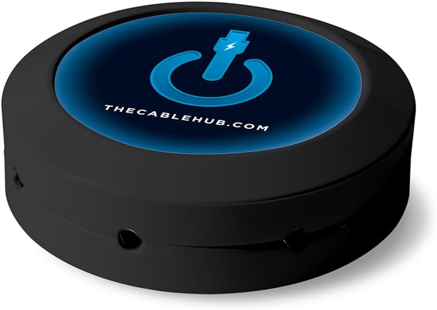 Cable Management Solution - Weighted to organize power cords and charging accessory cables on desktop - Round (Black)