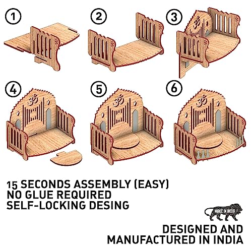 Templo de madera MDF Ayodhya Ram Mandir para hogar, altar de roble beige de 20cm 7