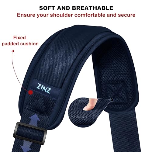 Image of ZINZ 60 inch Universal Bag Strap with Ultra-thick Fixed Breathable Pad Adjustable Heavy-duty Shoulder Strap for Laptop Crossbody Luggage Gym Camera Bag and more -D01B01