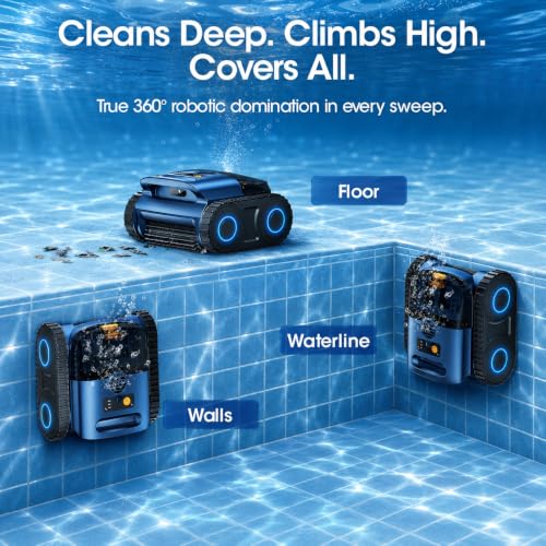 Image of Cordless Robotic Pool Vacuum for Inground Pools, Wall & Waterline Climbing