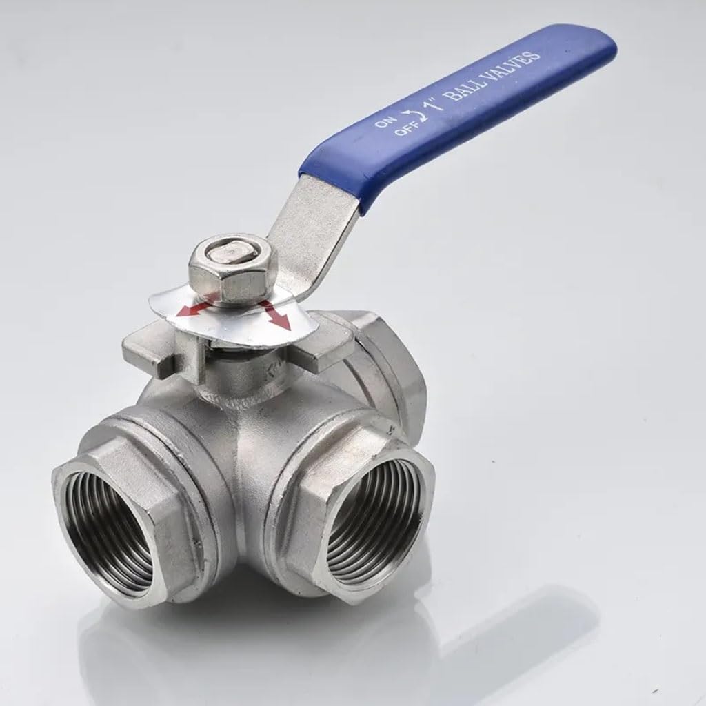 valvola a sfera, valvola a sfera in acciaio inox, Adattatore connettore valvola a sfera a 3 vie T/L-Port femmina BSP in acciaio inossidabile 304 1/4 3/8 1/2 3/4 1" for acqua olio aria gas, 1 pz(L type