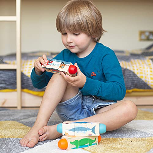 Image of Bigjigs Toys Wooden Jungle Animal Twist Blocks