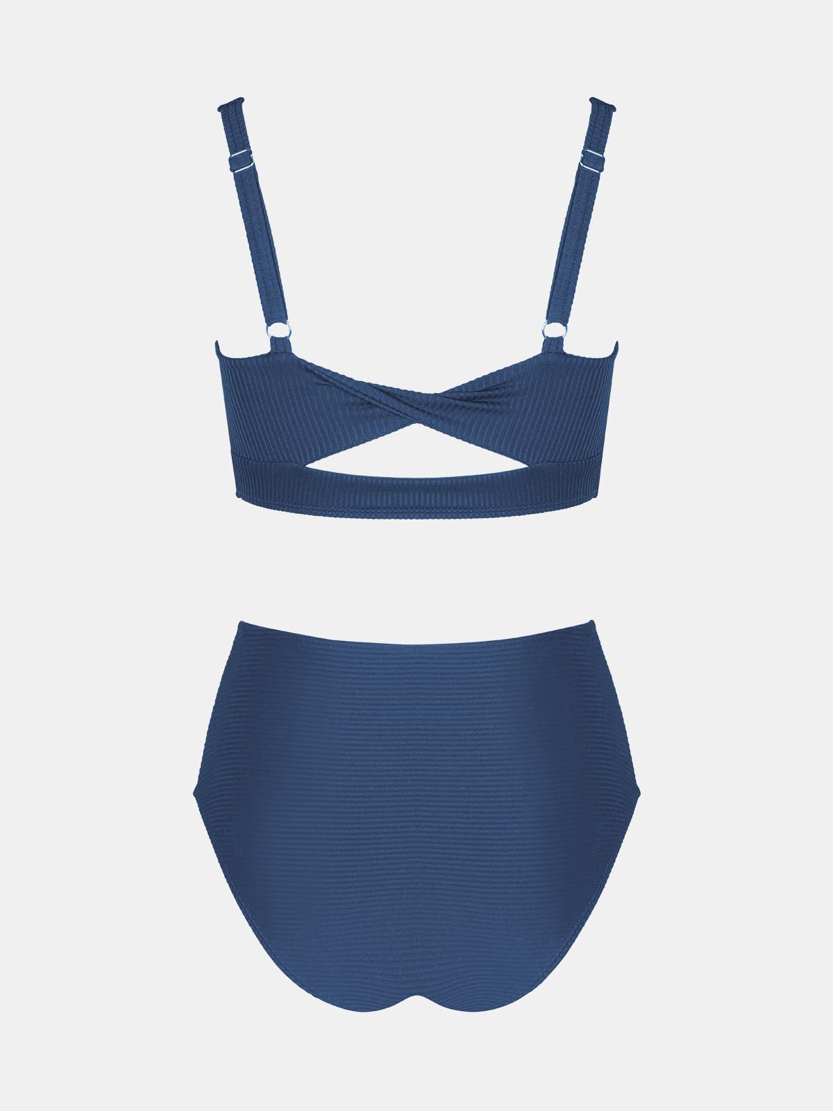 CUPSHE Bikini da donna, due pezzi, a vita alta, collo quadrato, spalline regolabili, increspato