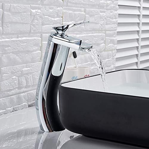 Robinet de salle de bain chrome mélangeur d'évier col de cygne monotrou