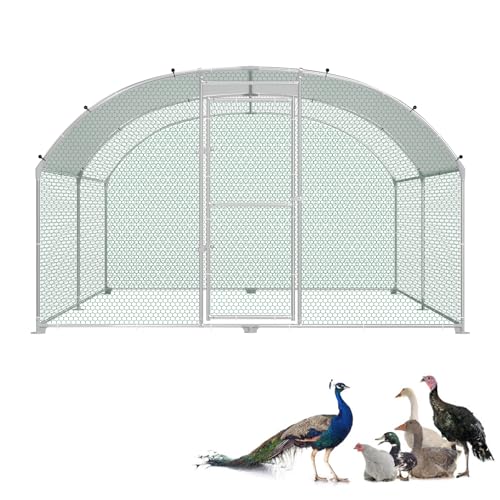 LZQ Cage pour poules à roue libre 3 x 4 m en métal galvanisé pour animaux domestiques, poulailler, poulailler, poulailler, poulailler, avec protection...