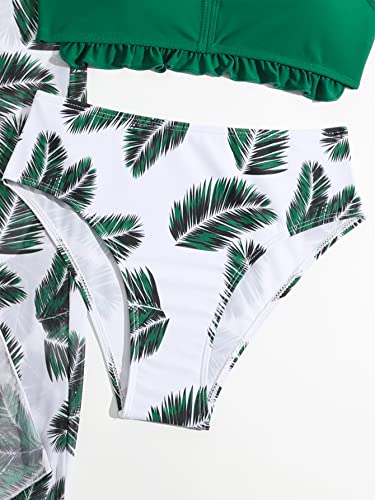 Verdusa Girl's 3 Piece Ruffle Trim Bathing Suit Bikini Swimsuits with Cover Up Skirt4