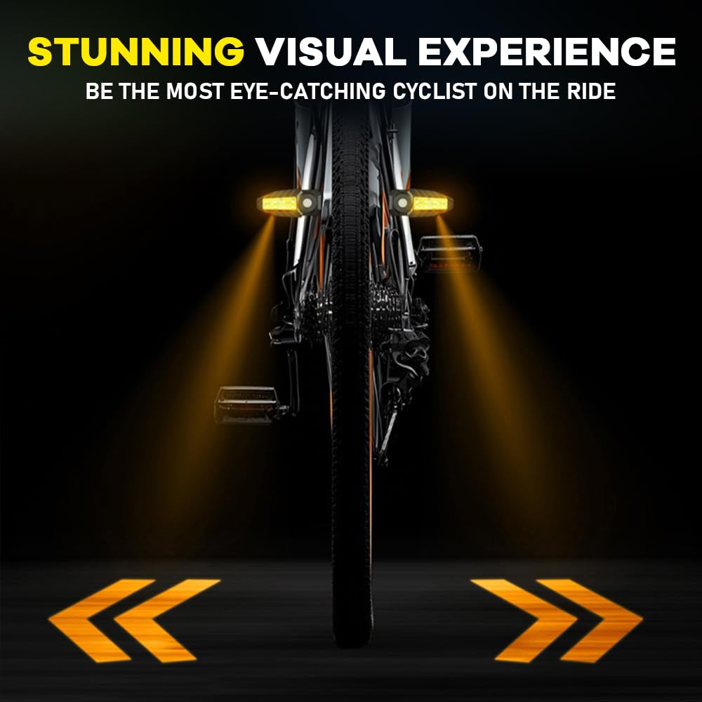 Feu Arriere Velo avec Clignotant Ultra-Lumineux à Projection, 5 Modes-Alarme sans Fil à Corne Clignotant Vélo 30 LED IPX4 Imperméable Rechargeable par USB Lumiere Velo Avant et Arriere