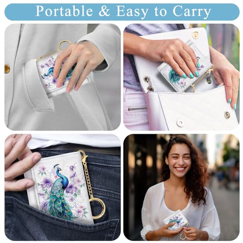 Image of Jogjam Womens Wallet, Peacock Floral Small Slim RFID Blocking Card Wallets, Trifold PU Leather Card Holder Wallet Organizer, Mini Pocket Cash Wallet with 7 Card Slots ID Window for Girls Ladies Wife