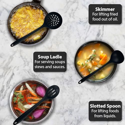 Nonstick Kitchen Utensils Set - Silicone Kitchen Cookware Gadgets with Holder - Spoon Holder - Heat Resistant - Dishwasher Safe - BPA Free - 38 Pieces (Black)