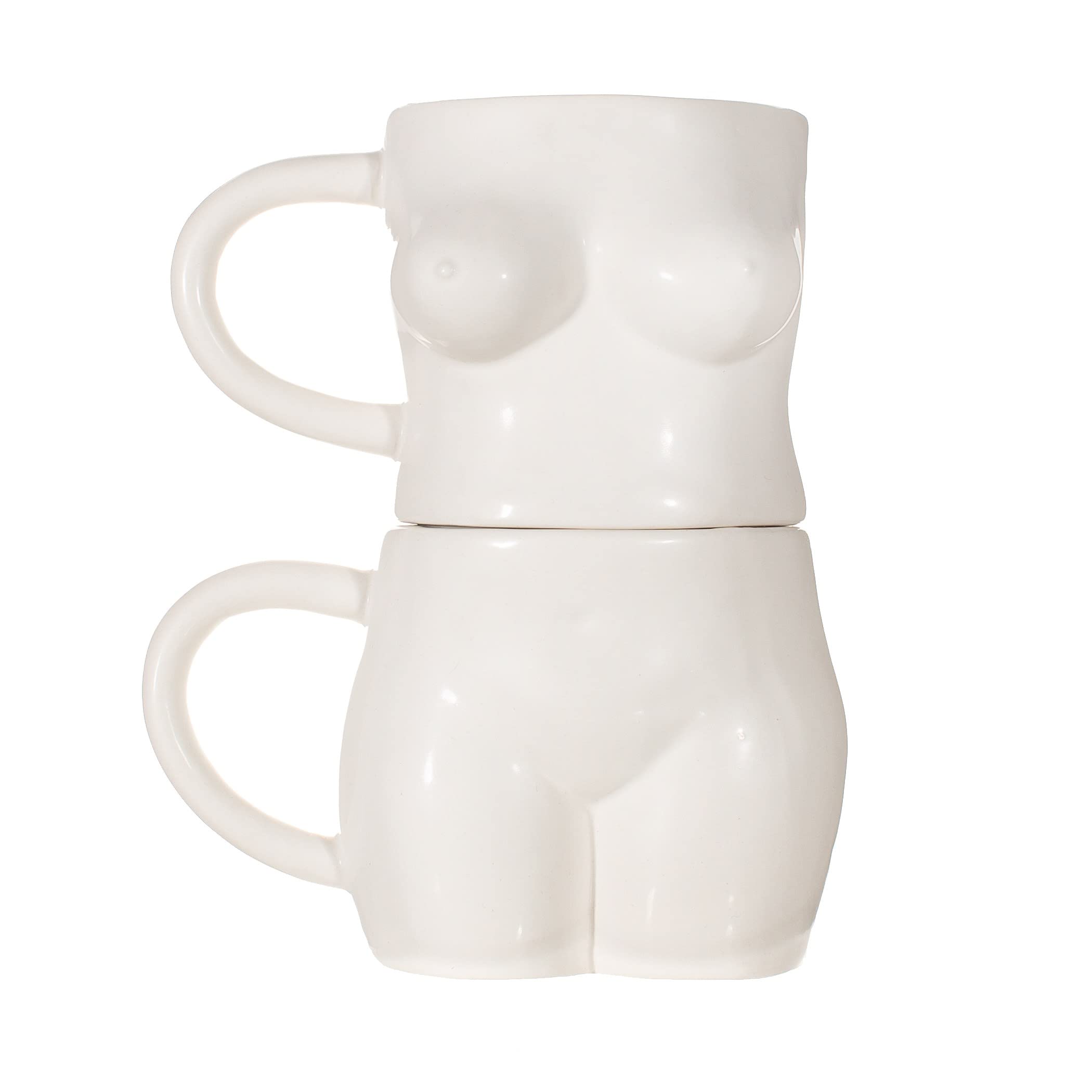 Mugs empilables blancs lot de 2 grandes tasses en céramique de cuisine