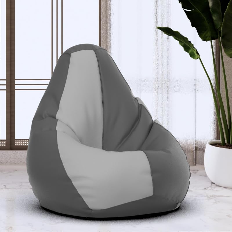 Bean Bag Chair Cover | Size: 1XL | Color: Dark-Grey Light-Grey | Without Beans | Premium Leatherette Cover (CMF 3596)-picture-13