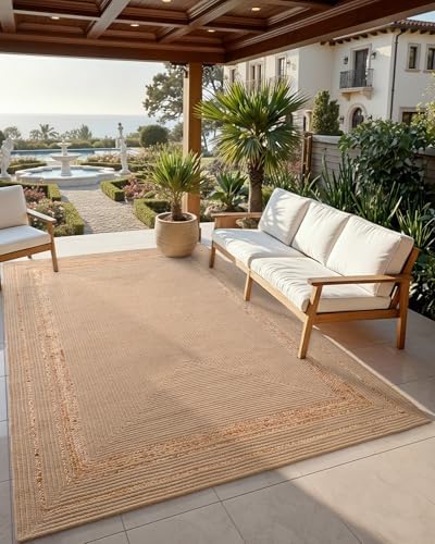 DEXI Jute Rug Natural Fiber 6x9, Braided Woven Area Rugs No Shed,...