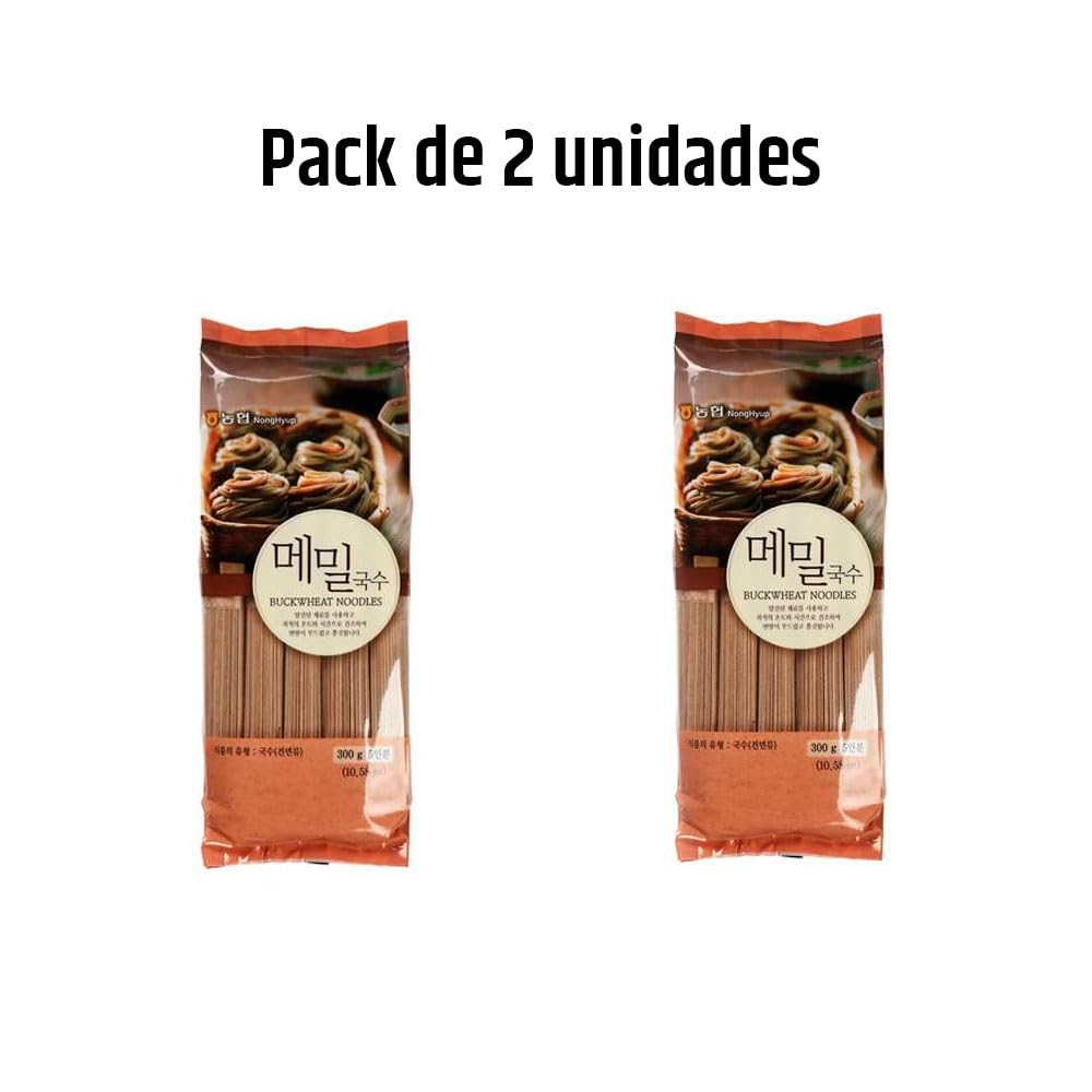 Fideos coreanos de alforfón (trigo sarraceno) 300 g Pack 2 unidades Noodles estilo naengmyeon para recetas frías o calientes