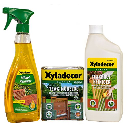 Xyladecor Aceite de teca para muebles de teca, 0,75 l, limpiador de muebles y limpiador de madera de teca
