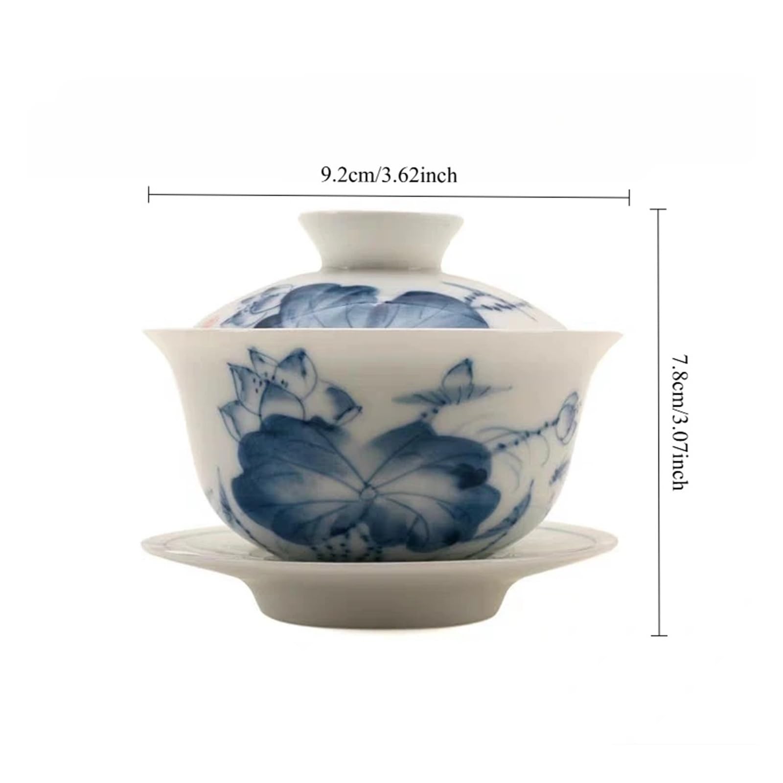 Zestaw Premium White Porcelain Gaiwan 160 Ml - Niebiesko-biała Ceramiczna Miseczka Na Herbatę Gongfu, Filiżanka Z Pokrywką Sancai, Chińska Ceremonia Parzenia Herbaty WyjąTkowe Obrazy