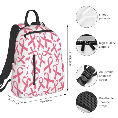 Pink Breast Cancer Ribbon Backpack Bookbag Outdoor Daypack with Adjustable Shoulder Straps Multipurpose Backpack4