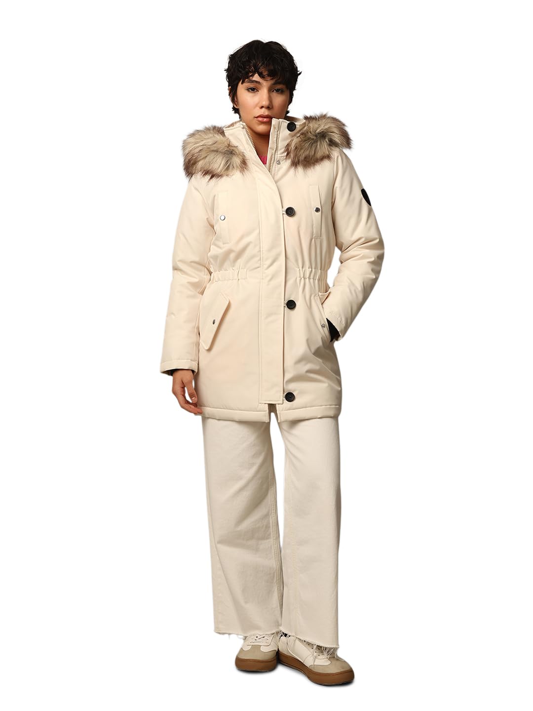 only Women Hooded Solid Casual Parka Jacket-picture-37