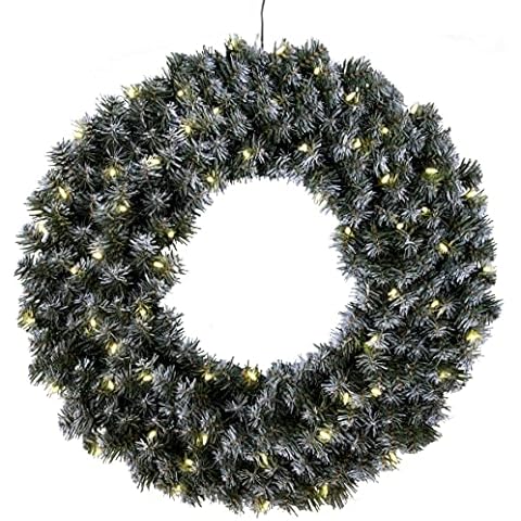 EGLO LED Weihnachtskranz, Kranz Weihnachten beleuchtet, Adventskranz in Tannengrün mit weißen Schnee-Details für innen und außen, warmweiß, mit Kabel, Ø 70 cm, IP44 Cover