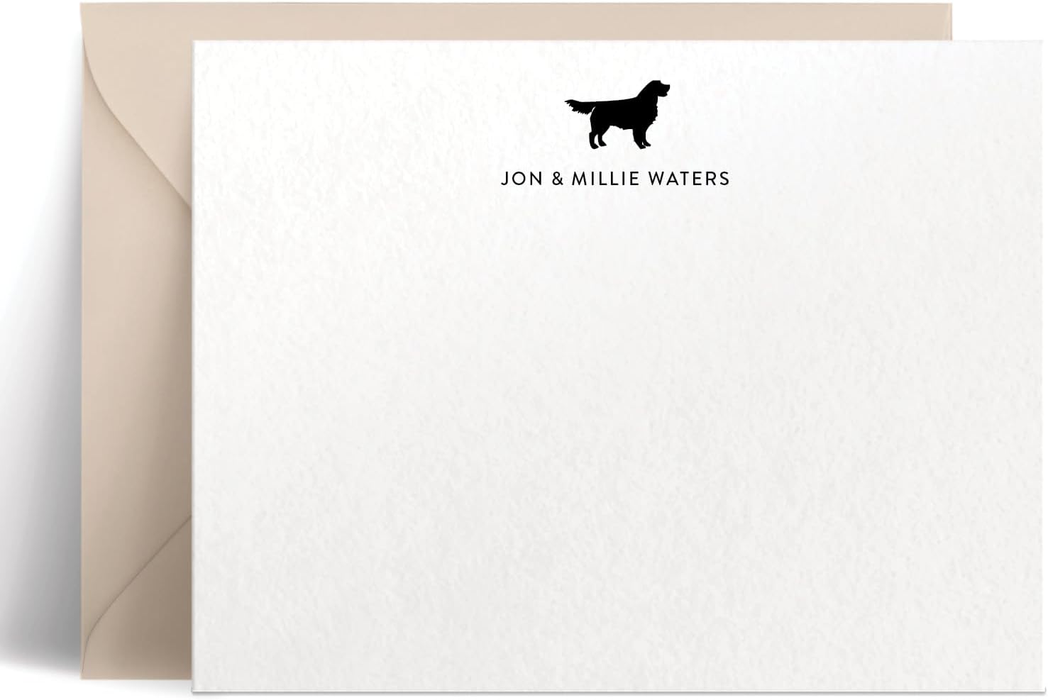 Personalized Stationery for Women or Men, Choose Your Dog Breed Flat Custom Note Cards & Envelopes with Name & Dog, Personalized Stationary Thank You Cards with Envelopes Gift Set - Dogs Silhouette